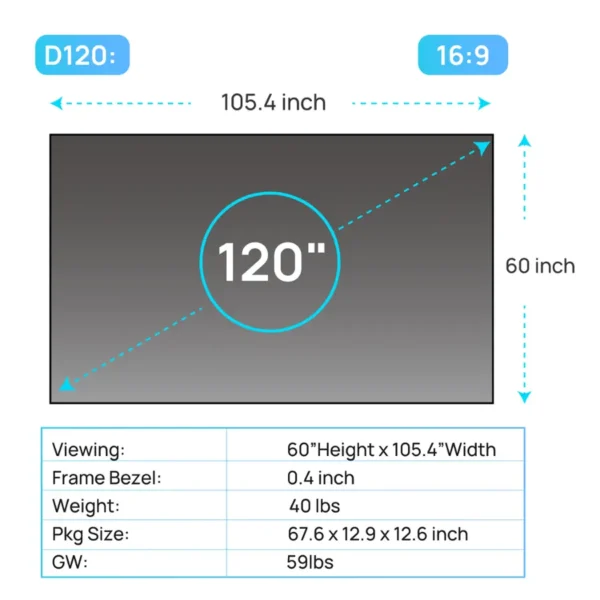 120” Unbreakable ALR D-120 Daylight UST Projector Screen – 4K/8K HDR, 3D - Image 13
