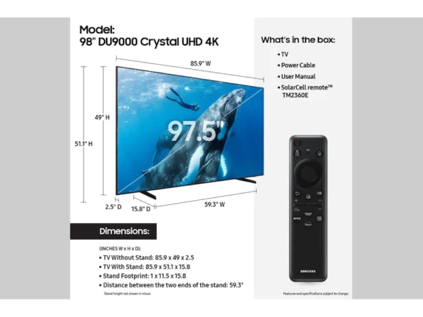 98” Unbreakable Crystal UHD 4K Smart TV - Image 5
